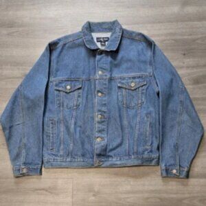 Vintage LUNA PIER New York State Champs Mens Denim Jacket Blue Size Large